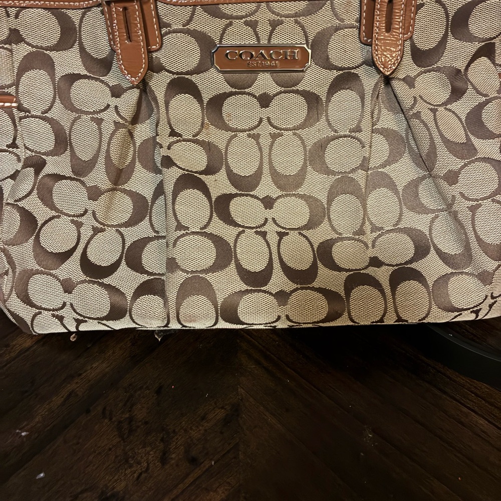 Coach Tan and Brown Signature Tote
